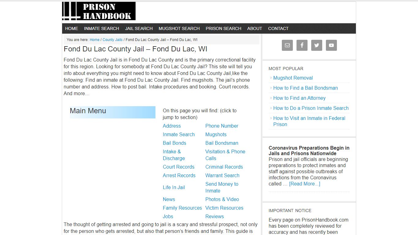 Fond Du Lac County Jail – Fond Du Lac, WI - prisonhandbook.com